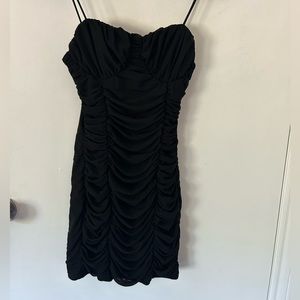 Ruched Bodycon Black Mini Dress Bustier